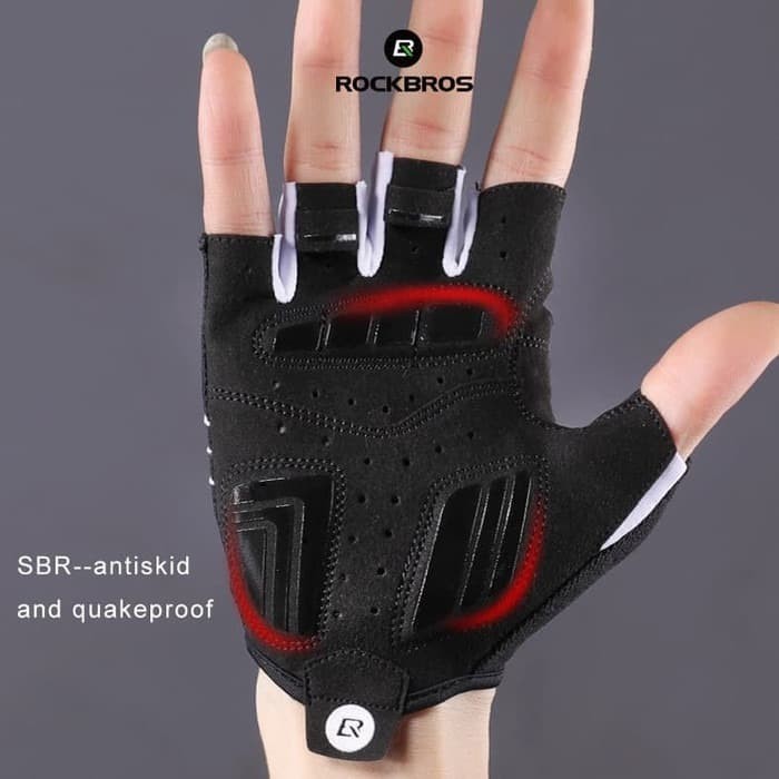 SARUNG TANGAN ROCKBROS S107 HITAM BIKE GLOVE HALF FINGER ORIGINAL