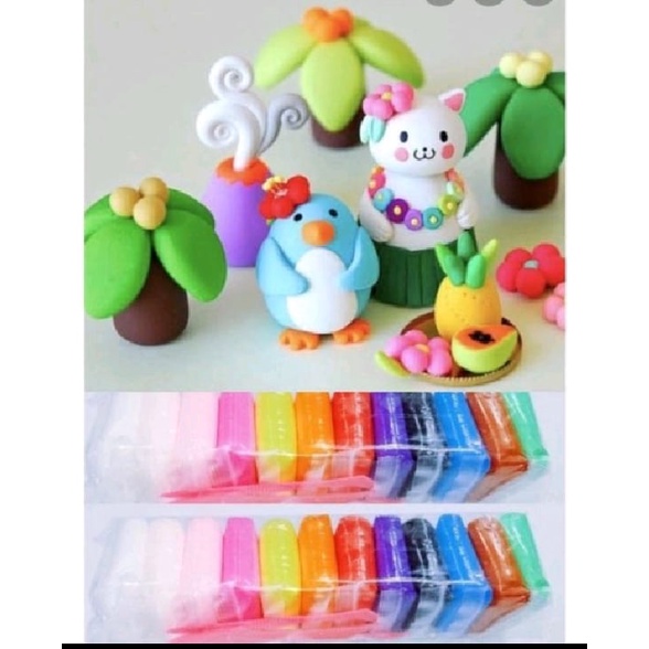 NunuLisaTan - Polymer clay Import mainan anak anak slime Lilin edukasi isi 12pcs