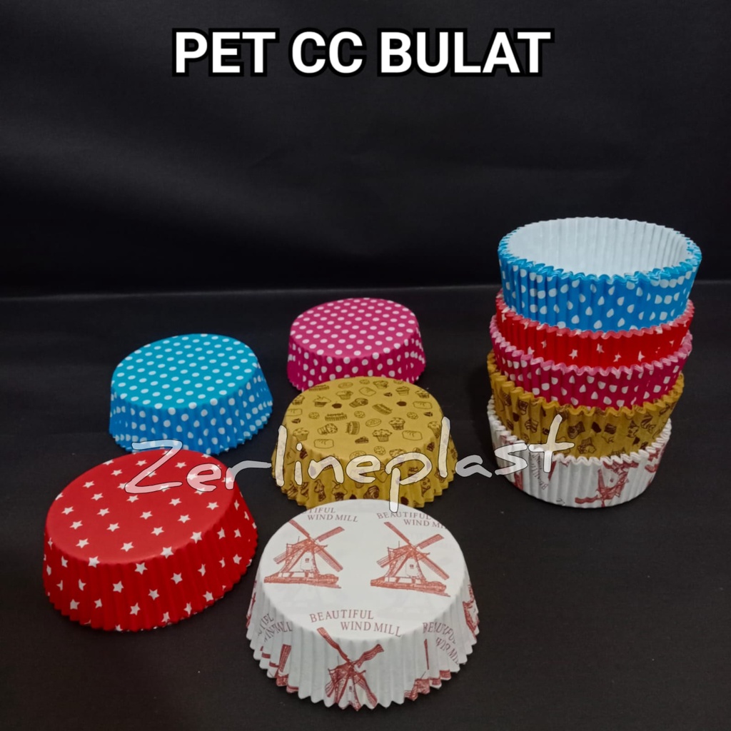 Pet CC BULAT / Cup Alas Roti Kue Bolu Laminasi Anti Lengket @200PCS