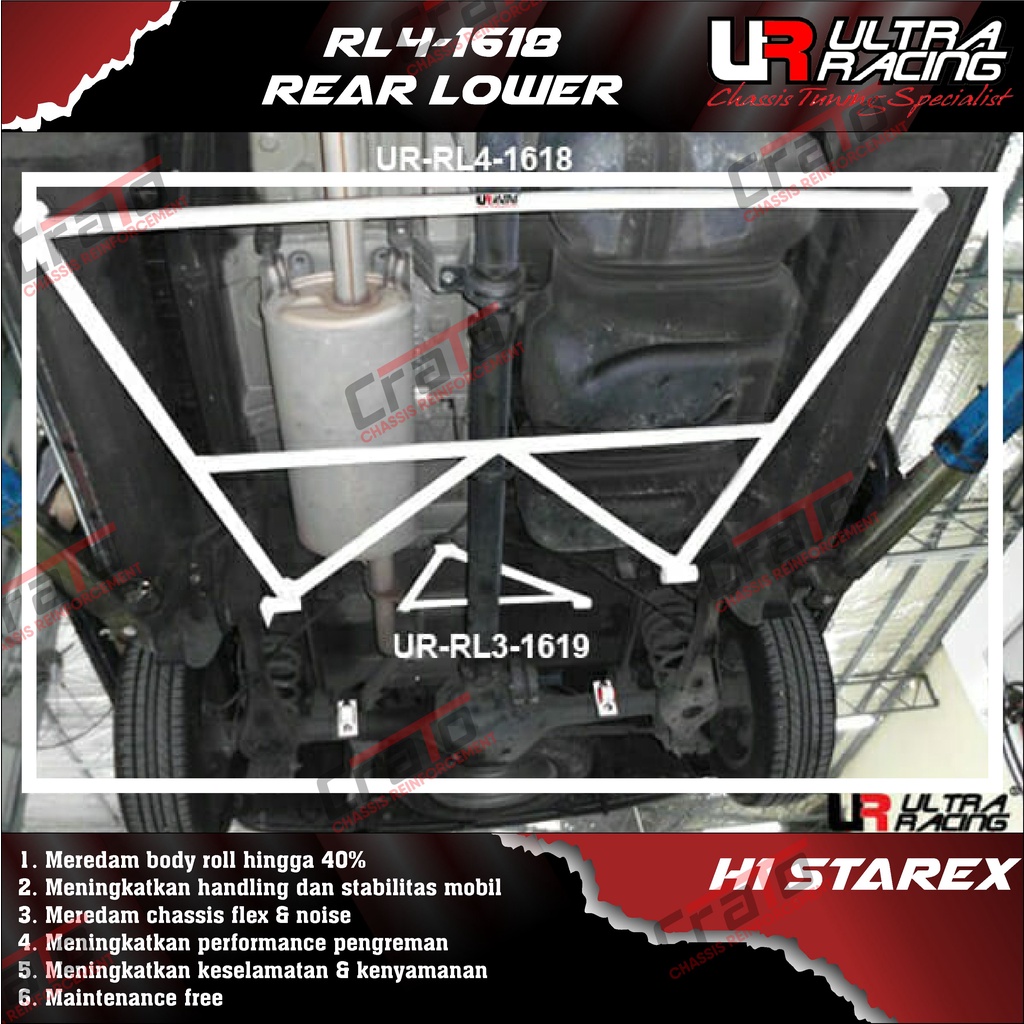 Aksesoris Stabiliser ULTRA RACING Safety Bar - Rear Lower Bar 4 Points - Hyundai H1 Starex - RL4-161