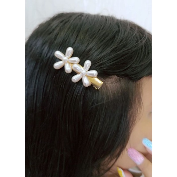 Jepit Korea Bunga Mutiara Rose Flower Pearl Korean Hairpin Jepit Rambut dua bunga