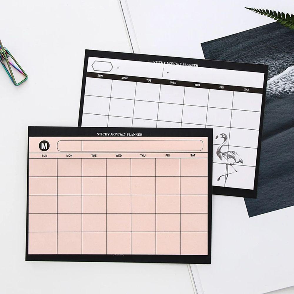 [Elegan] Desktop Jadwal Buku Kreatif Efisiensi Kerja Ringkasan Plan Memo Pad Perlengkapan Kantor Bantalan Tulis Rencana Bulan NoteBook