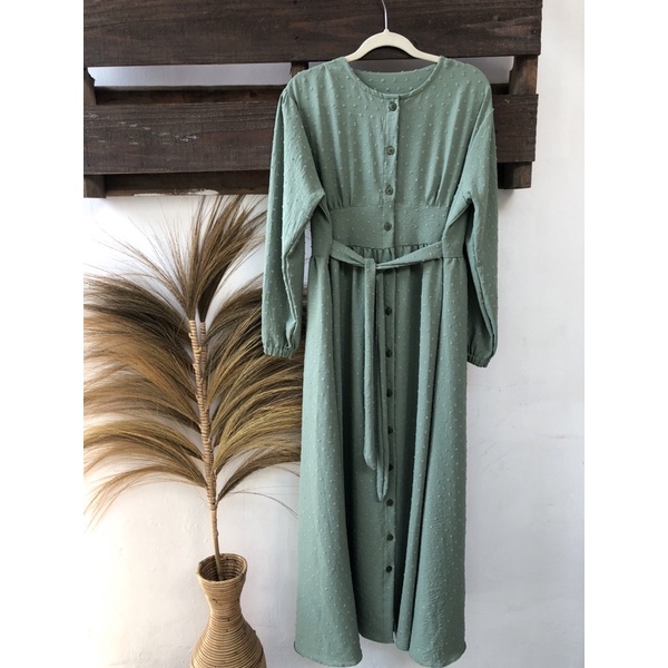 Dress rubiah dot hijau mint