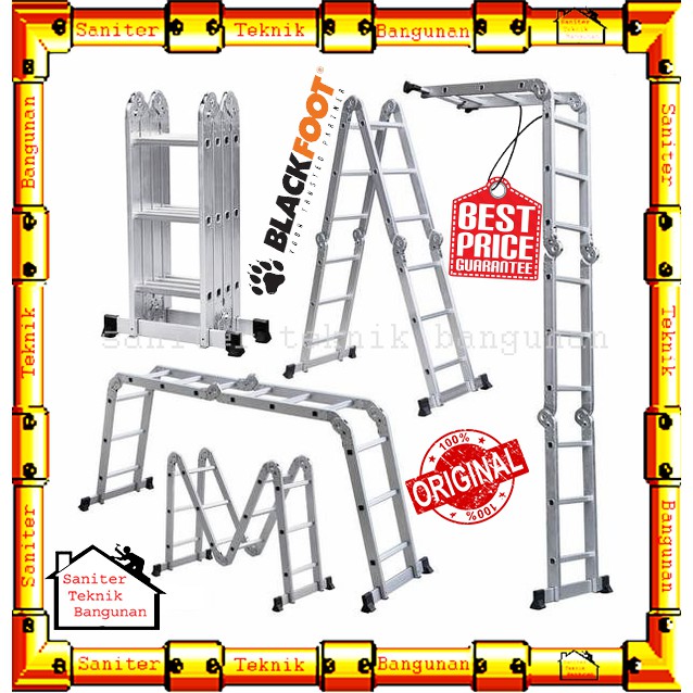 TANGGA LIPAT ALUMUNIUM MULTIFUNGSI-MULTIPURPOSE BLACKFOOT 4 X 4