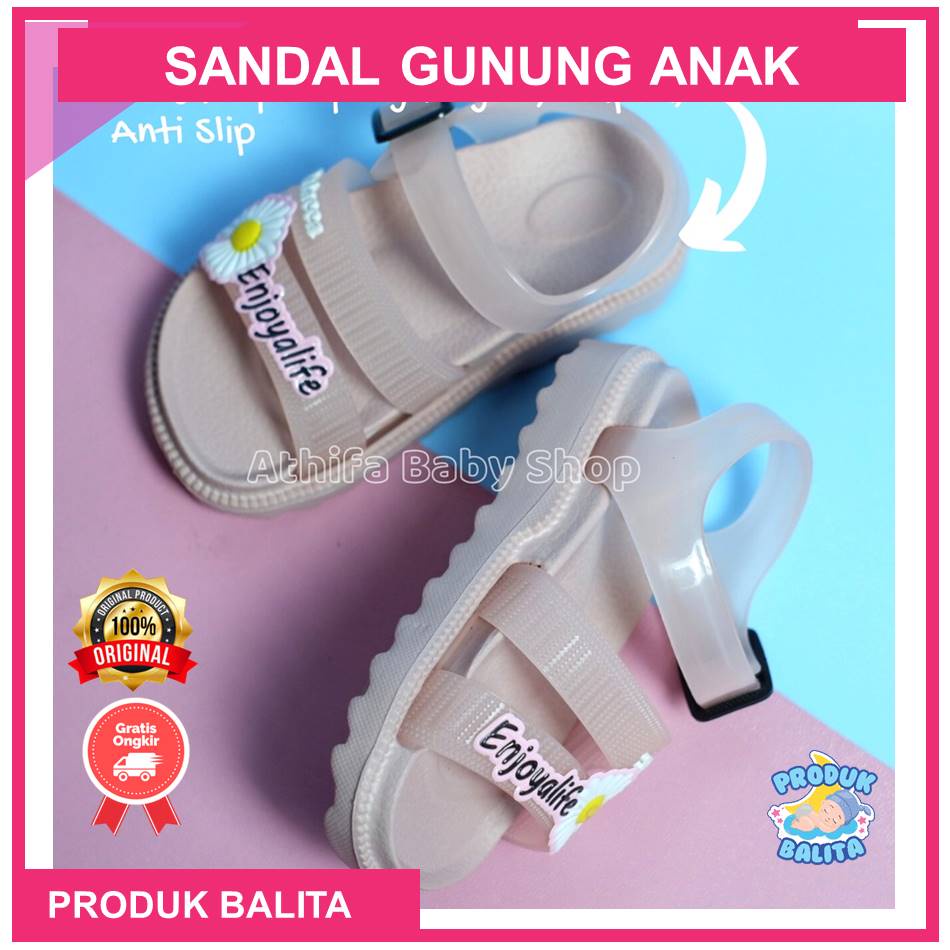 Sandal Gunung Anak Perempuan Sandal Tali Belakang Motif Bunga Sandal Karet Jelly Terlaris