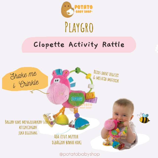 Playgro - Clopette Activity Rattle Toy BLUE &amp; PINK