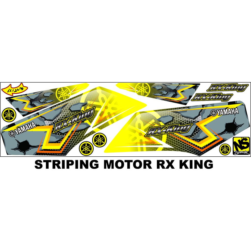 STICKER VARIASI BUAT MOTOR RX KING VARIASI UNIVERSAL KUNING