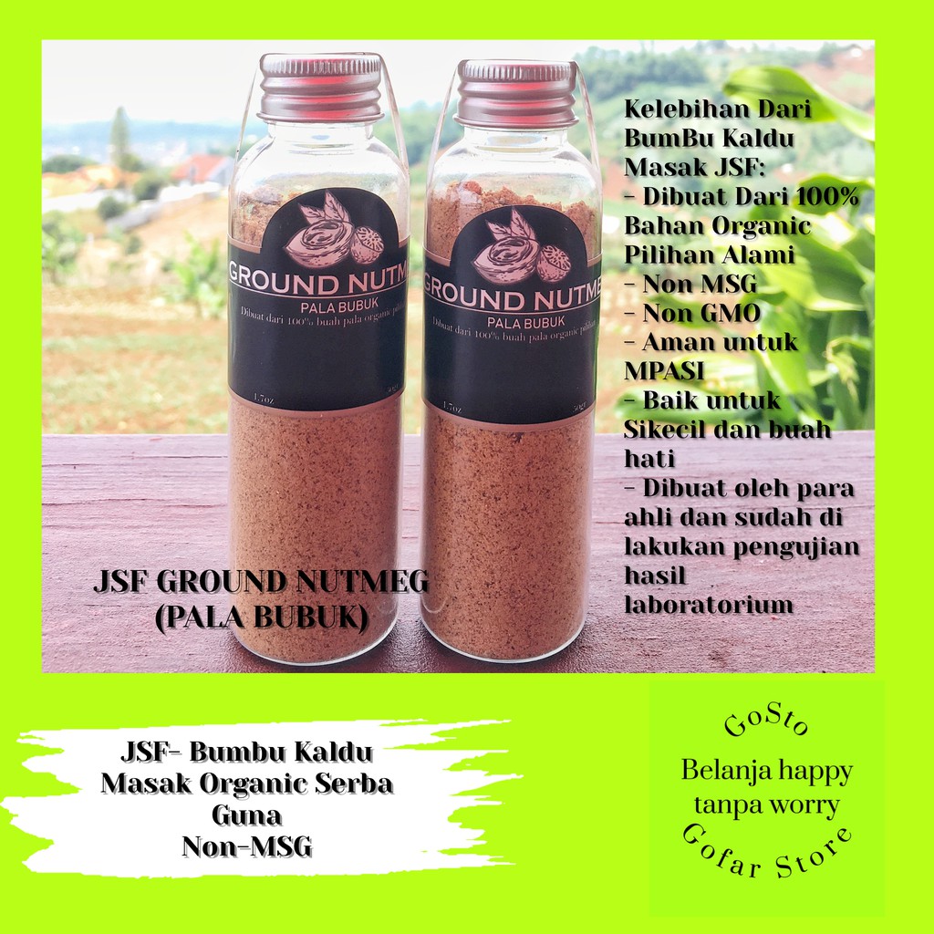 

BUMBU MASAK SEHAT ORGANIK PREMIUM GROUND NUTMEG PALA BUBUK TANPA MSG MPASI JSF