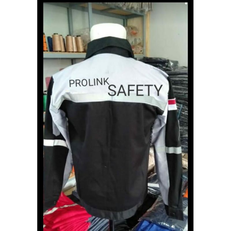 SERAGAM SAFETY ABU DONGKER FREE LOGO KAIN DRILL PREMIUM HALUS TEBAL ADEM REAL PICTURE RESLETING