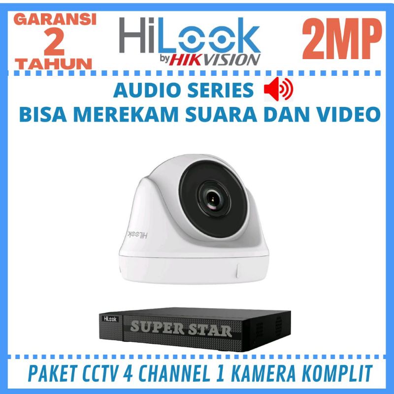 PAKET CCTV HILOOK 4 CHANNEL 1 KAMERA 2MP AUDIO SERIES BISA MEREKAM SUARA DAN VIDEO