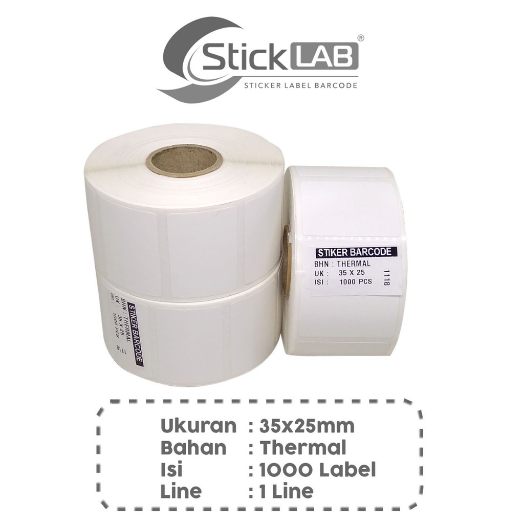 

StickLAB Stiker Label Barcode Thermal 35x25mm isi 1000 label