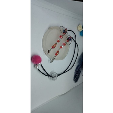 Konektor masker mutiara pom-pom 2 in 1/ tali masker hijab/ strap masker