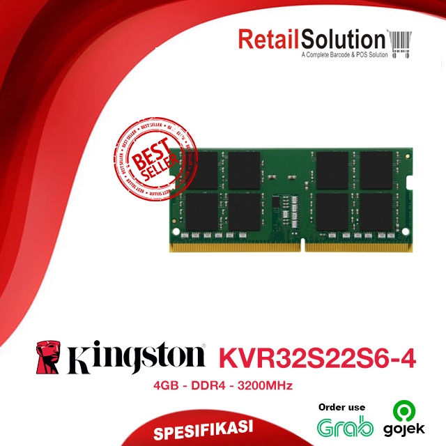 RAM Laptop Mini PC - Kingston 4GB DDR4 3200MHz PC-25600 SODIMM