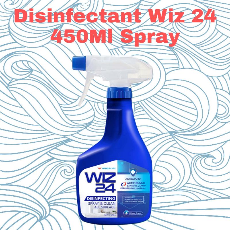 Disinfectant Spray Wiz24 Spray &amp; Clean 450 Ml Semprot Wiz 24 Wings 450Ml Wingscare Disinfecting