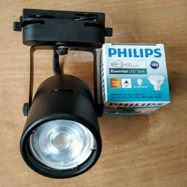 promo 4 lampu rel track led philips berikut rel 1 meter komplit