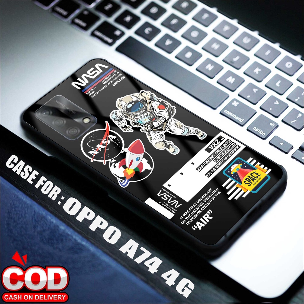 SRC Case OPPO A74 / A95 NASA ASTRONOT Hardcase Glossy 2D Terbaru Casing OPPO Sarung Hp OPPO Softcase