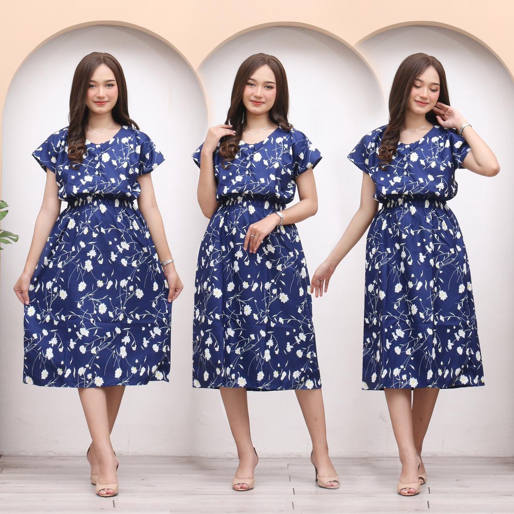 DASTER MANOHARA LD 115 CM KANCING 3 KARAKTER BAJU TIDUR HALUS TEBEL BUSUI BUMIL MODEL KEKINIAN-MNH SAKURA NAVY