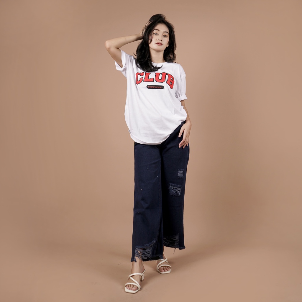 Highwaist Kulot Jeans Sobek Rawis Clara Dark Blue -Kulot Ripped Clara Jeans Dark Blue - Sobek Rawis 