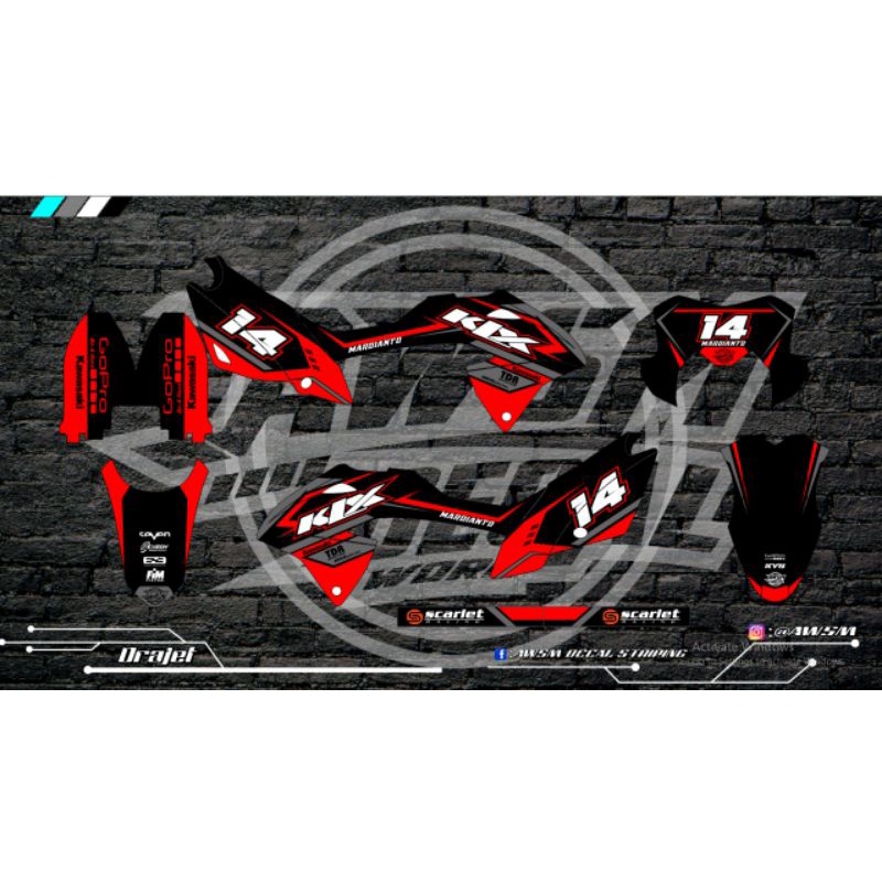 decal klx 150 bf merah hitam terbaru