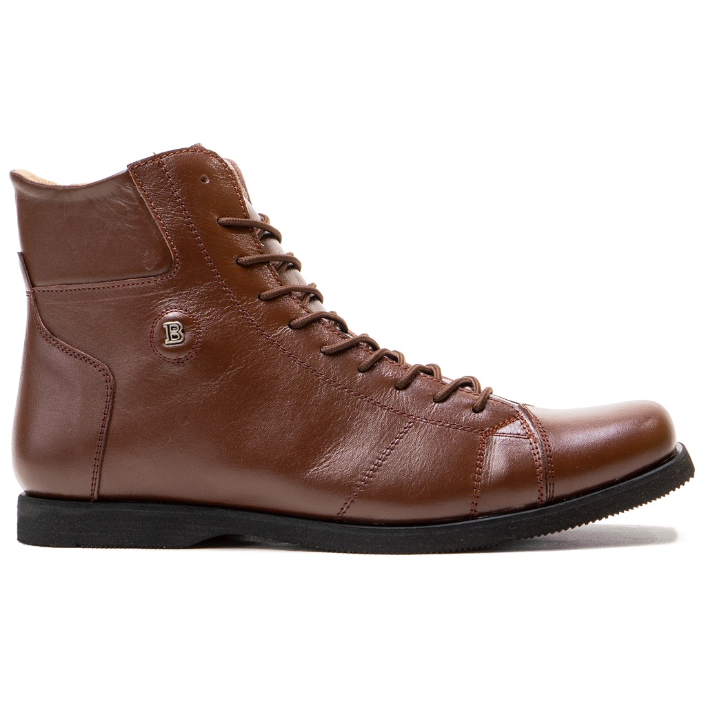 Sepatu Boots Pria Kulit Asli Original Hitam Semi Formal Model Tali 10 Hole BLY3013