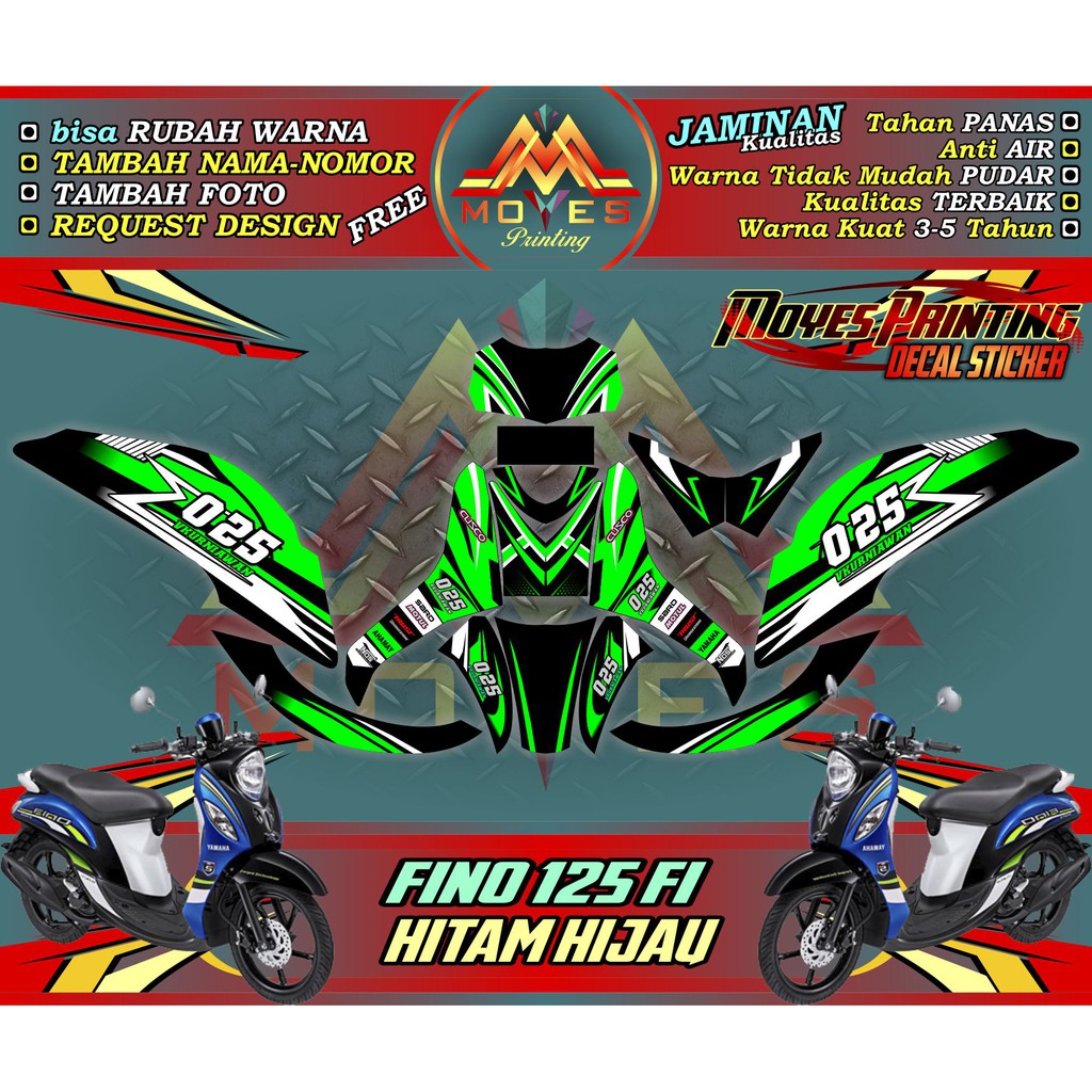 Jual Decal Motor Stiker Yamaha Fino 125 Fi Decal Yamaha Fino Fi 125 Hitam Hijau Indonesia Shopee Indonesia