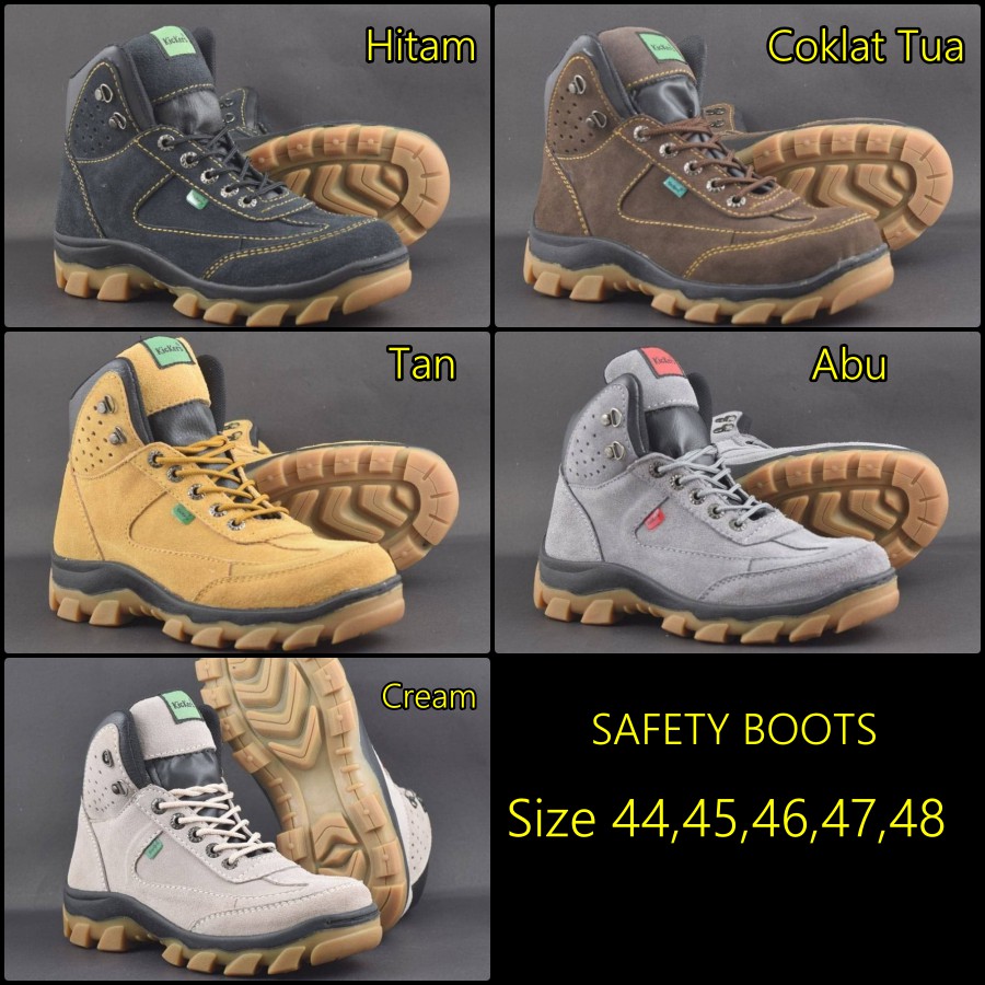 SEPATU BOOTS SAFETY UKURAN BESAR BIG SIZE 44 45 46 47 48 TRACKING UJUNG ADA BESI