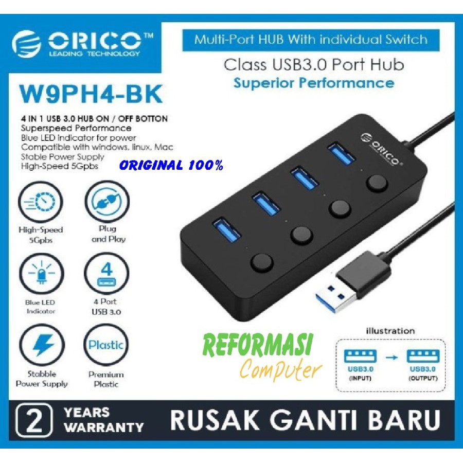 USB HUB 3.0 PROMO ORICO W9PH4 4 Port lubang