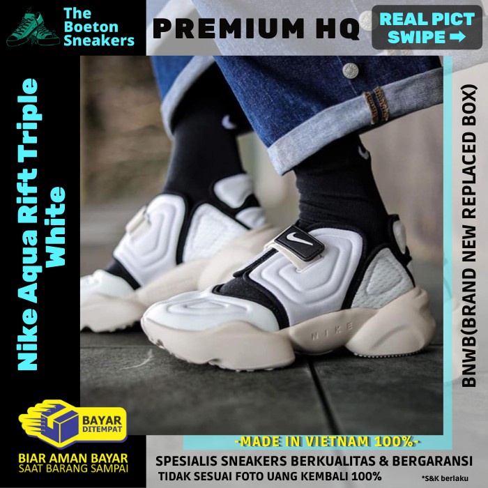 SNEAKERS SEPATU WANITA NIKE AQUA RIFT TRIPLE WHITE