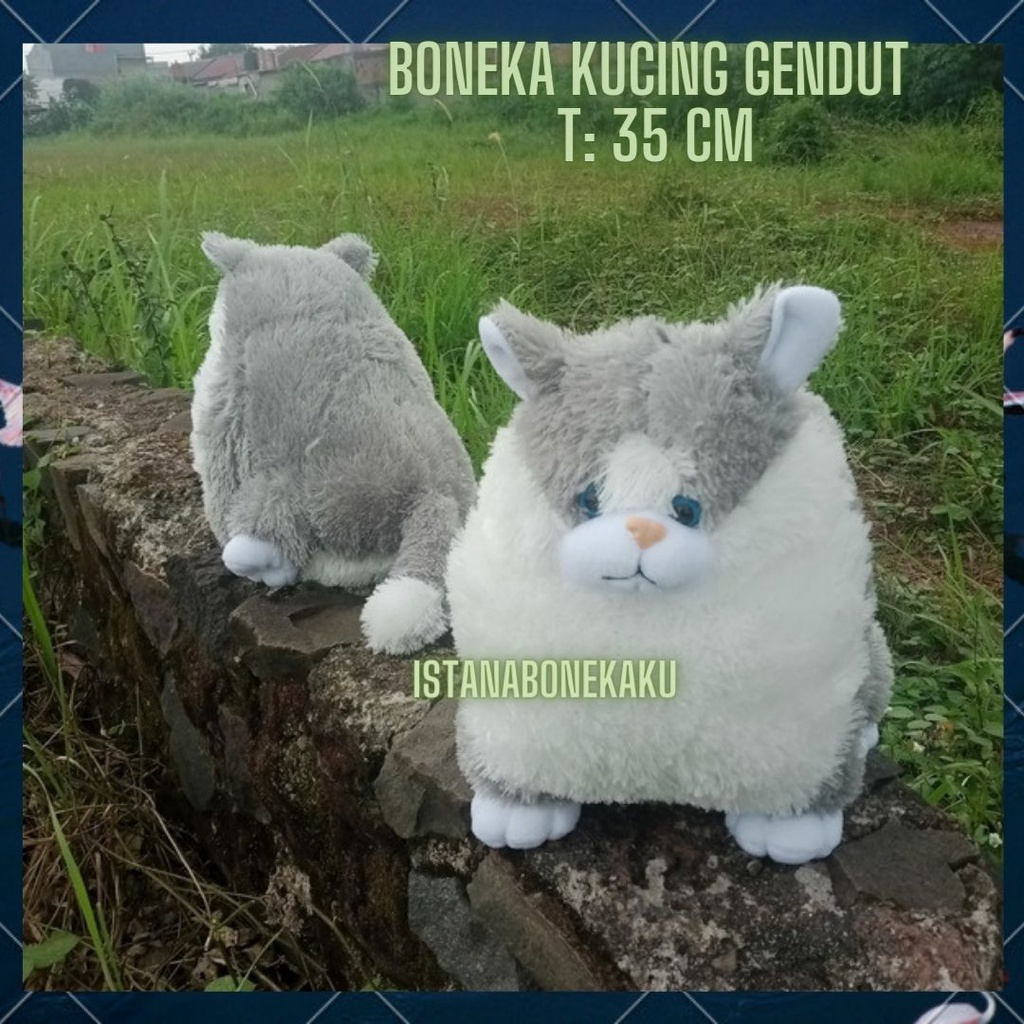 Boneka Kucing Gendut Lucu Gemesin T : 35 cm Bulu Halus Dacron Murni