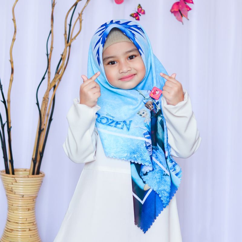 VOAL PRINTING ANAK MOTIF FROZEN / HIJAB ANAK KARAKTER FROZEN / JILBAB ANAK LUCU