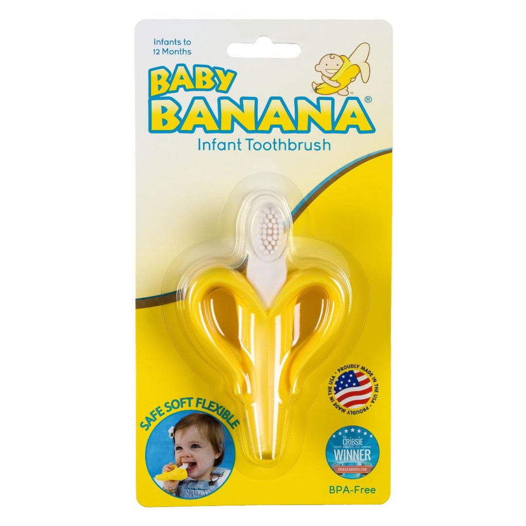 Baby Banana Toothbrush / Training Teether Tooth Brush for Infant, Baby, and Toddler / Sikat Gigi Bayi Silikon / Perawatan Mulut Bayi 12m+ (Tersedia varian warna)