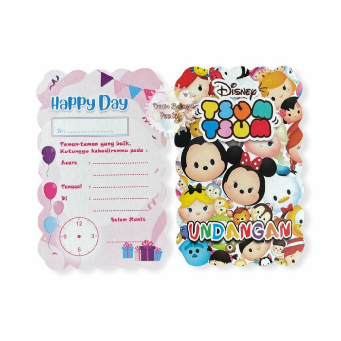 Kartu Undangan Ulang Tahun Tsum Tsum / Undangan Ultah Tsum Tsum