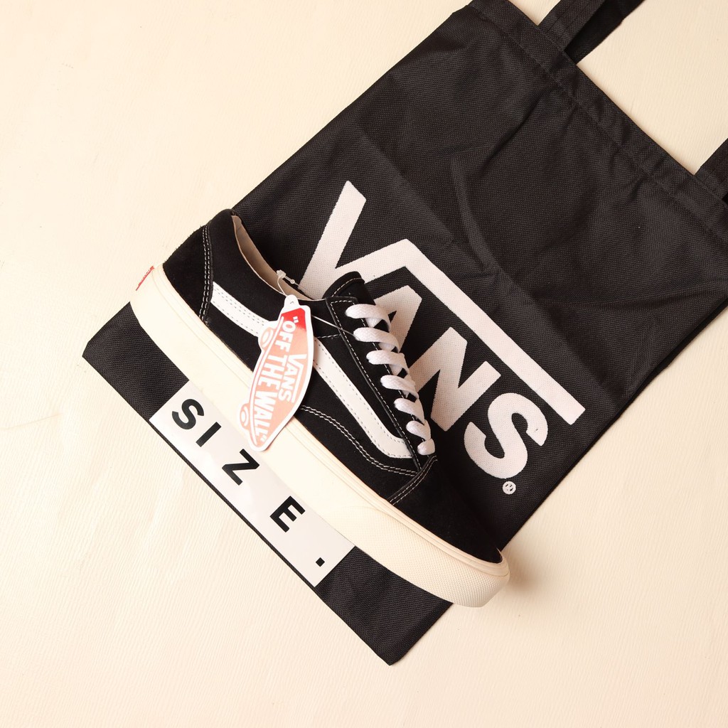 Paket 100% Import Vans Old Skool OG BlacK White + Tote Bag Vans