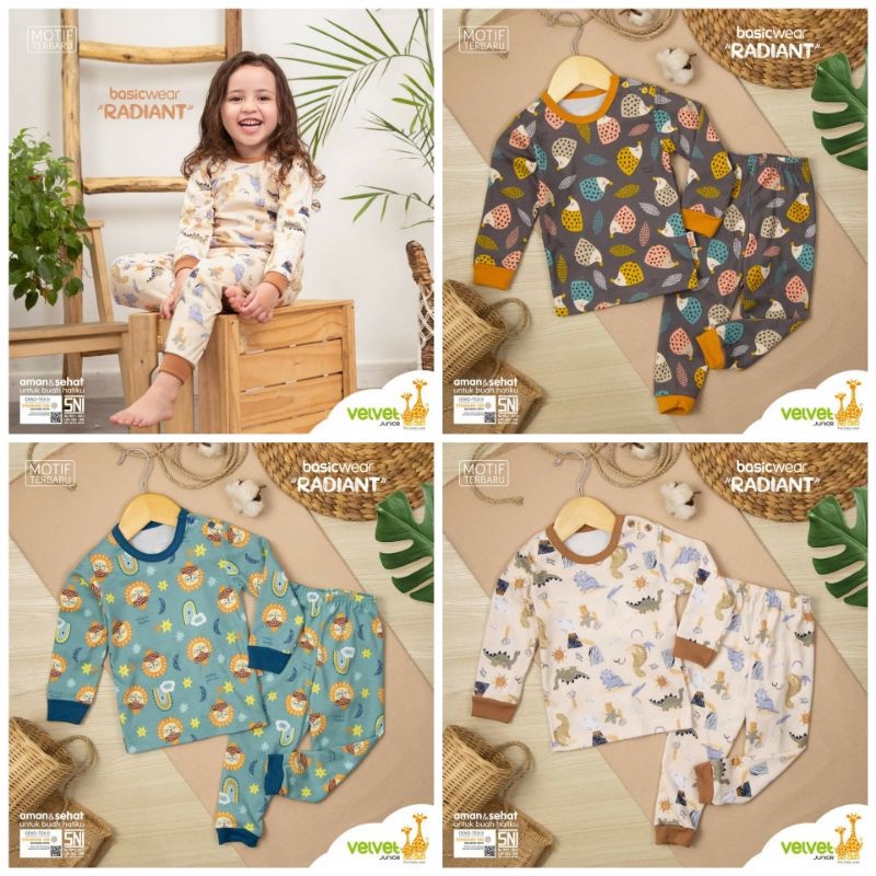 Baju Bayi Setelan Oblong Celana Panjang Piyama 3 6 9 Bulan 1-3 Tahun Velvet Junior Radiant 1pcs