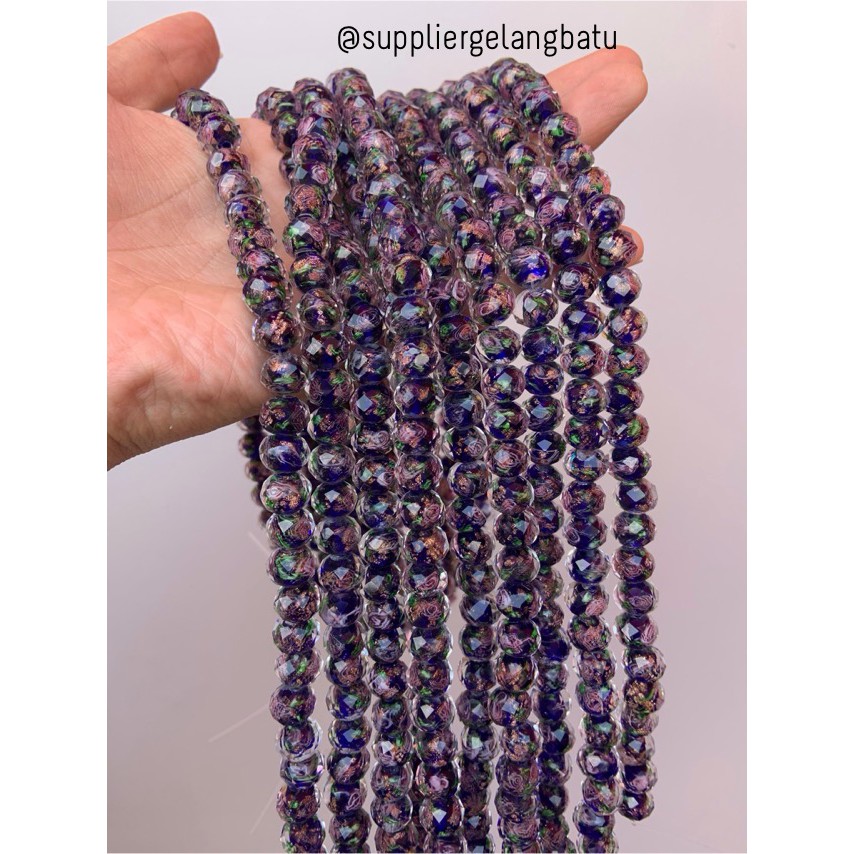 Lampwork Crystal Murano 12x10mm bahan kristal ceko mawar biru dongker aksesoris fashion bahan craft