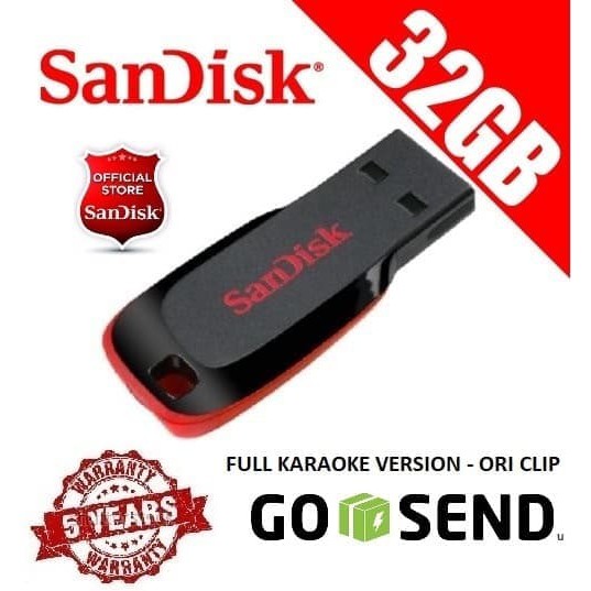 Produk TOP  Flashdisk Sandisk 32GB 600 Lagu Karaoke Klip Asli Aplikasi Karaoke AL02