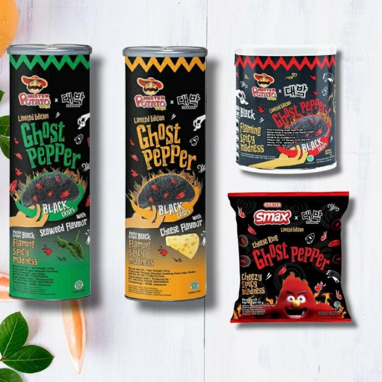 

➙qj Laris➙ Mister Potato Ghost Pepper black crisps limited edition / keripik kentang 43