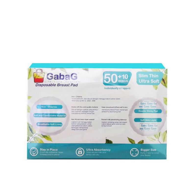 Gabag Breast pads Disposable , Breastpad Breastpads penyerap ASI Breast pad isi 60 pcs