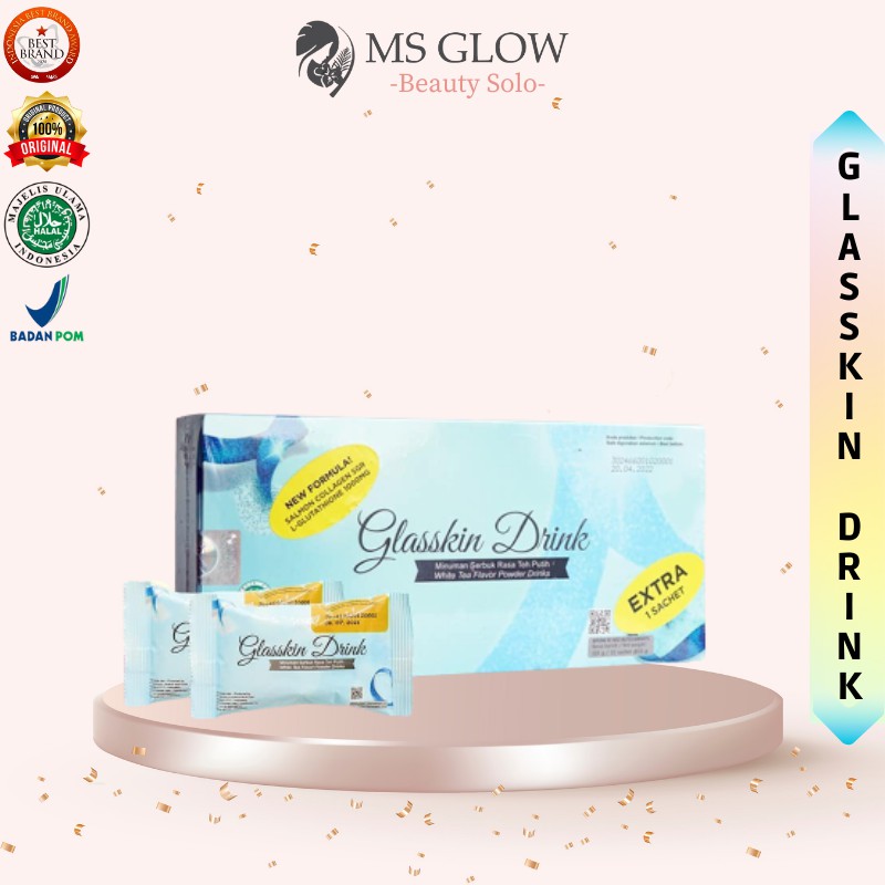 Glasskin Drink Minuman Perawatan Suplemen Pemutih Badan Collagen Kolagen Skincare Msglow Ms glow