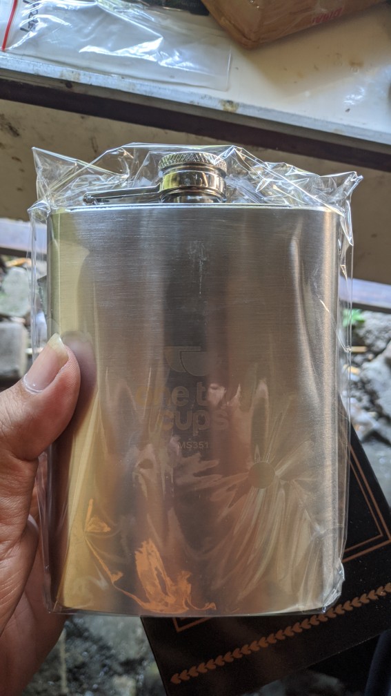 Botol Minum Wine Flask Stainless Steel Bentuk Kotak Flask Hip Square Shape 8oz - Silver