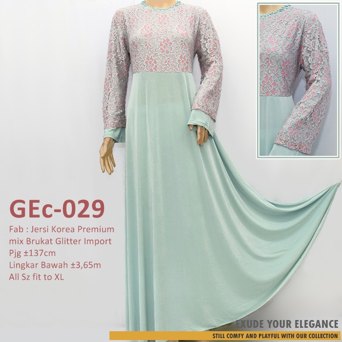 Longdress atau Gamis Pesta bahan Jersey mix Brokat / Brukat