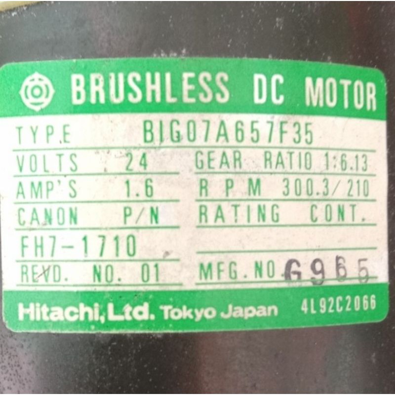 Hitachi Bldc Gearbox Motor 24V