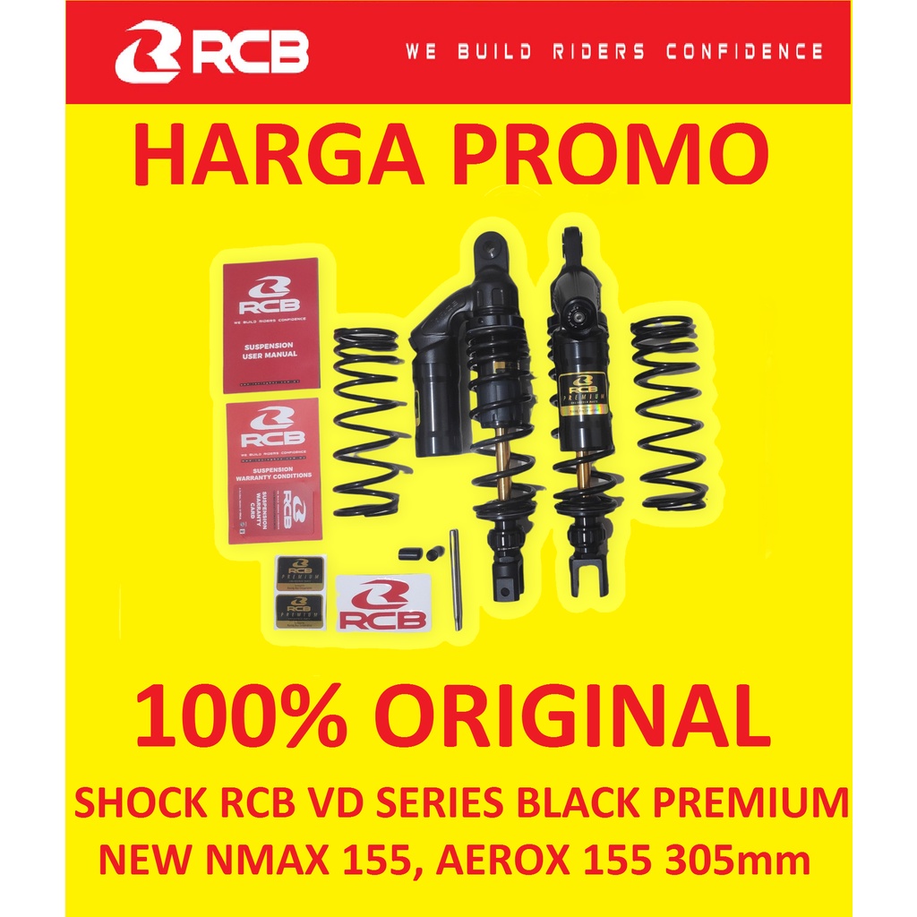 SHOCK TABUNG AEROX 155 305mm RCB VD SERIES BLACK PREMIUM ASLI ORI