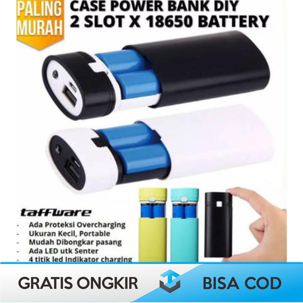 POWERBANK DIY CASE ORIGINAL TAFFWARE M06 2 PCS 18650 FAST CHARGING POWER BANK DIY CASE ORI TAFFWARE