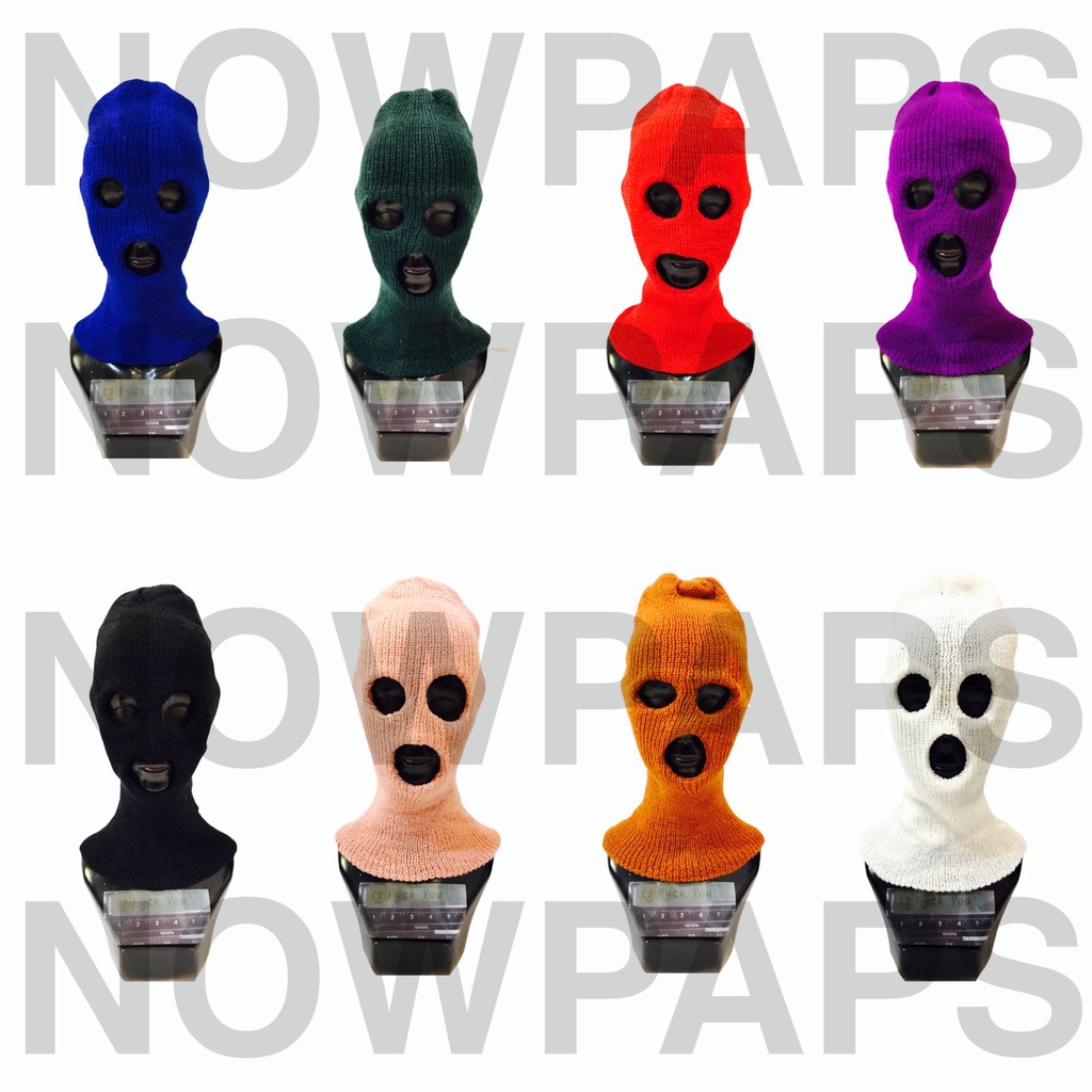 Masker Full Face polos balaclava  Hangat 3 Lubang.beanie hat topeng 3 lobang polos hitam warna warni topeng ninja.mask full face 3 lubang rajutan beanie hat.mask motor.mask mancing.sebo 3 lubang.topeng ninja topeng fullface