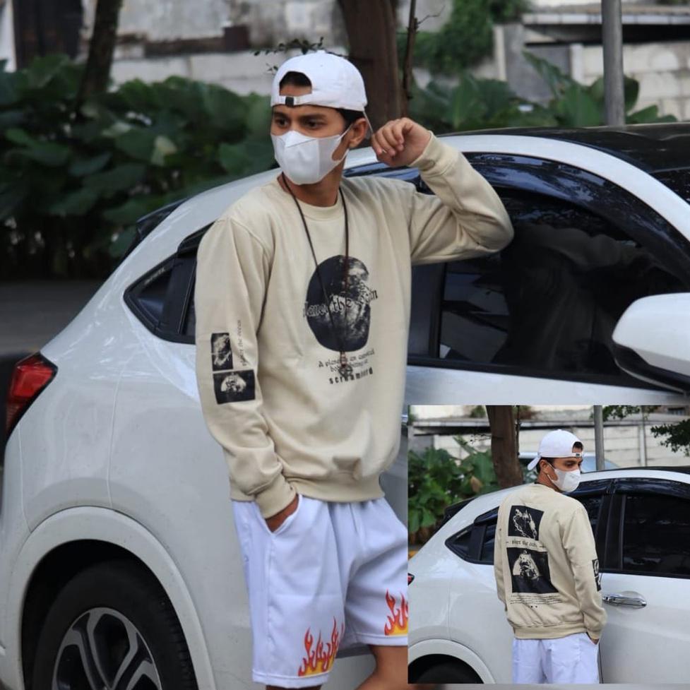 [NGN.15Jl22ĸ] Sweater Crewneck Planet Moon Cream CN Distro Original / Switer Screamboar Zerothree Za