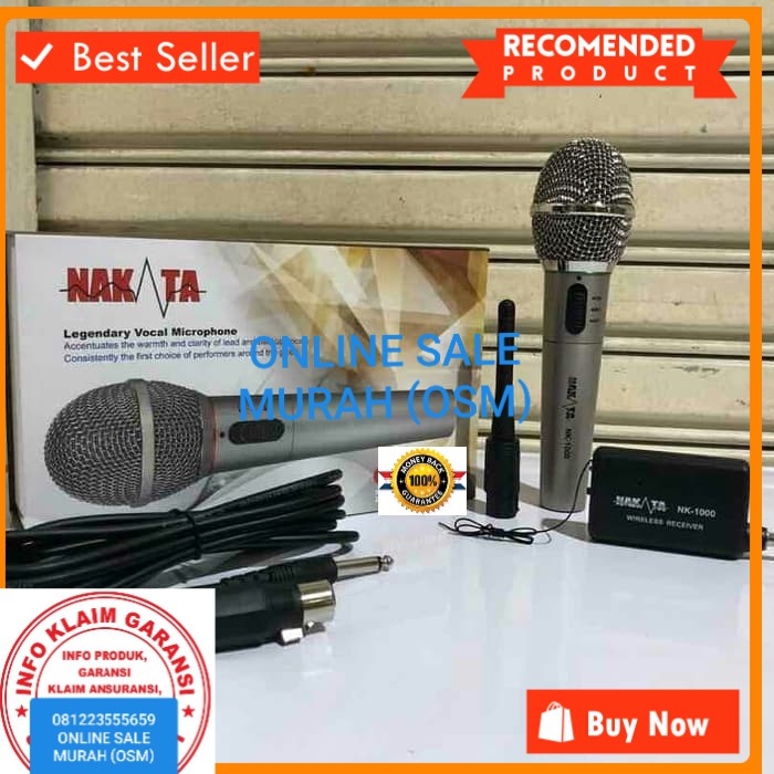 Nakata original Mic Wireless kabel Single mik wireles cable pro karaoke mikrophone microphone audio sound vokal vocal professional panggung dj studio asli  Bahan BESI METAL  BISA DIGUNAKAN KE SEGALA ALAT AUDIO single  Bisa Wireless 15-30 METER Bisa Kabel