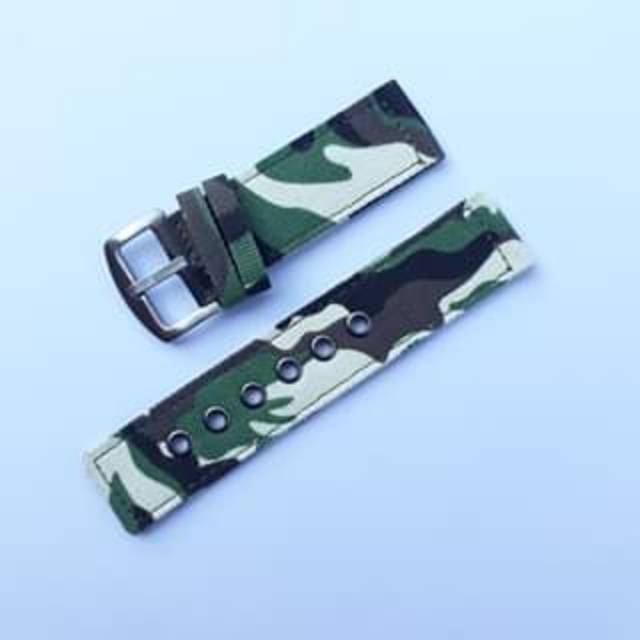 Tali jam tangan kanvas canvas nylon hijau army camo