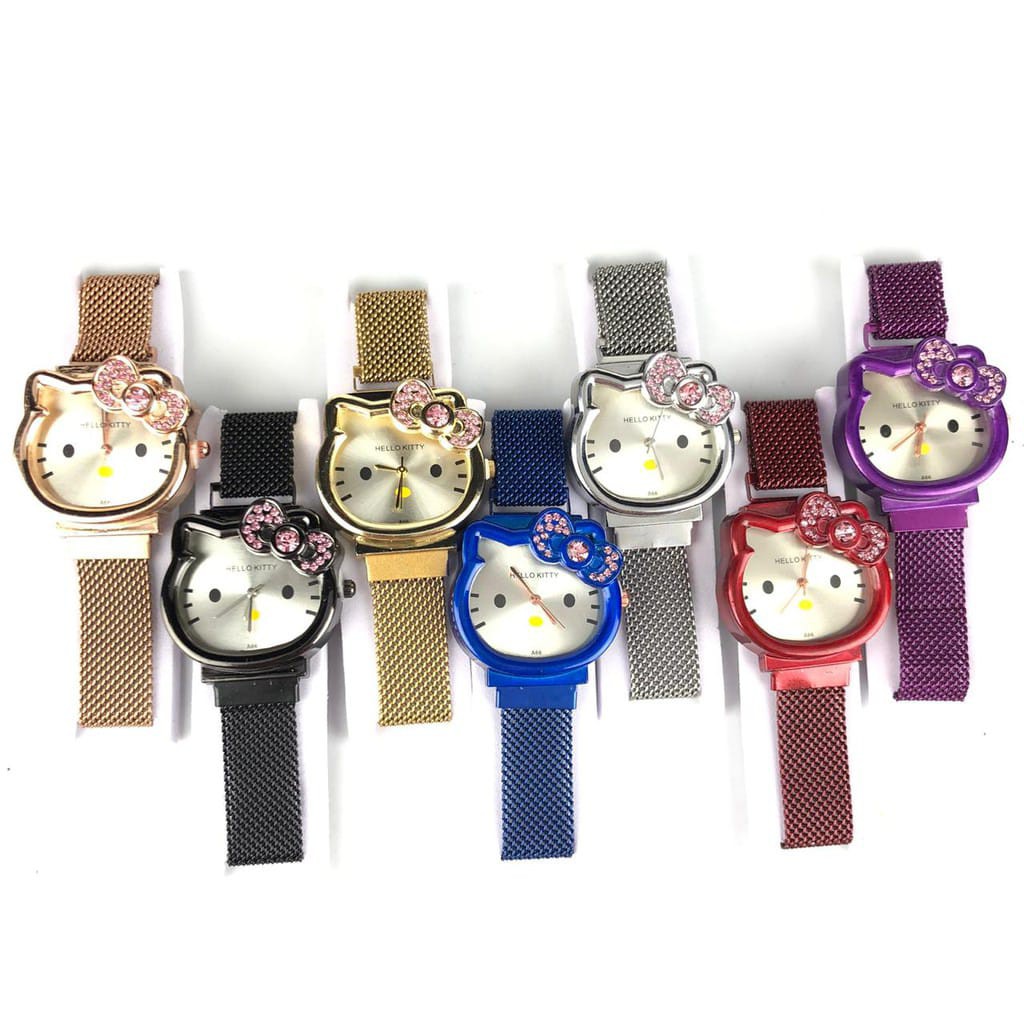 Jam Tangan Anak-Anak HK-165 Karakter Hello Kitty Quartz Berlian Strap Magnet