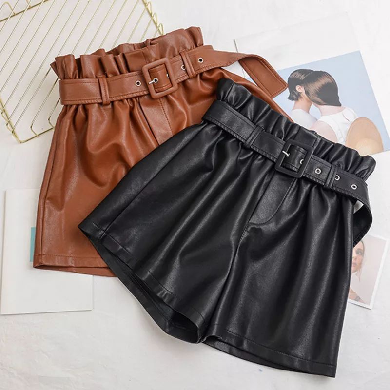 celana kulit wanita/celana stile korea/celana pendek kulit sintetis wanita